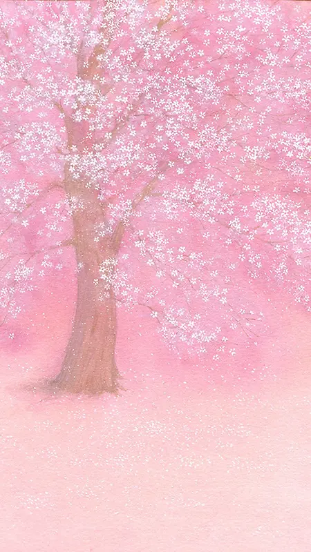 手绘樱花树背景