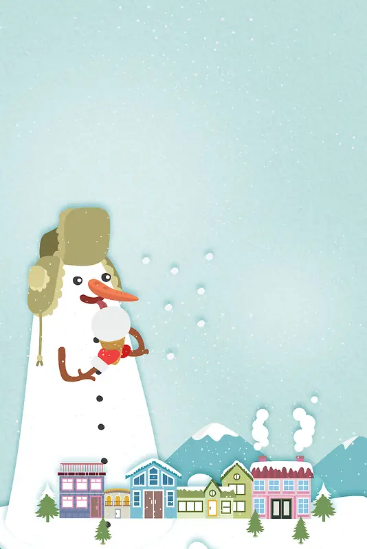 卡通矢量大雪节气海报背景