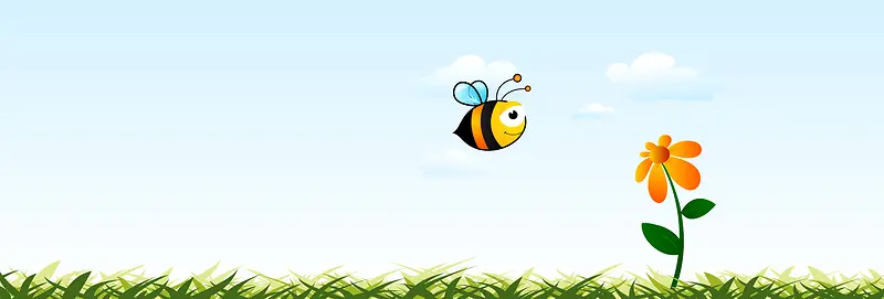 蜜蜂与花朵矢量背景图