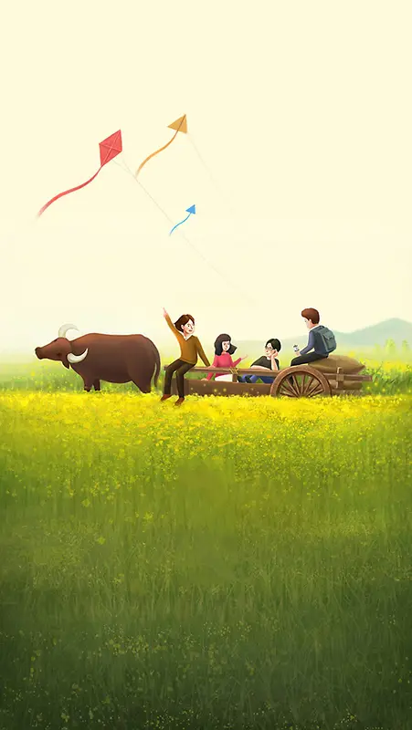 绿色手绘H5背景