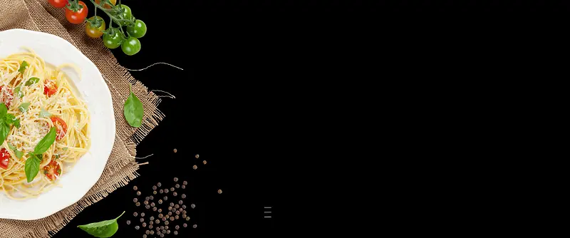 意大利面简约黑色banner