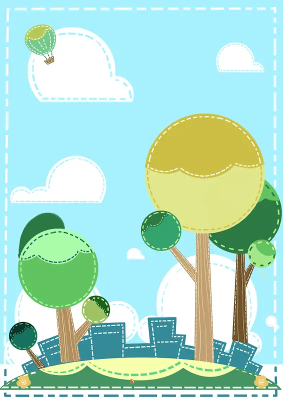 蓝色卡通矢量312植树节背景素材