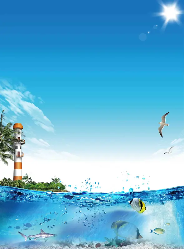 酷爽一夏清凉夏日海报背景模板