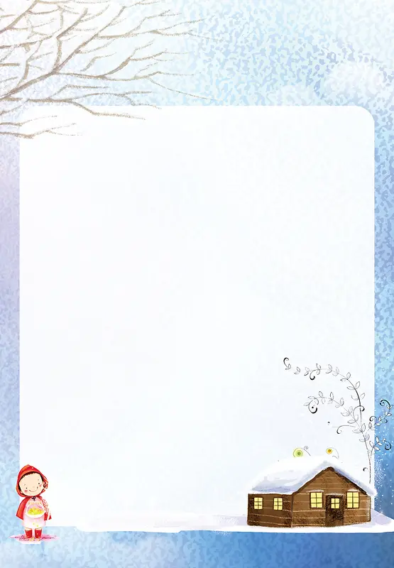 冬季简约雪景清新卡通边框背景素材