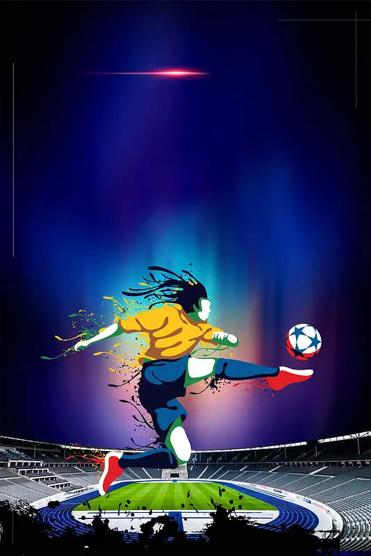 蓝色世界杯足球赛海报