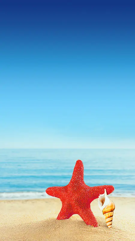 蓝色天空大海沙滩手机端H5背景