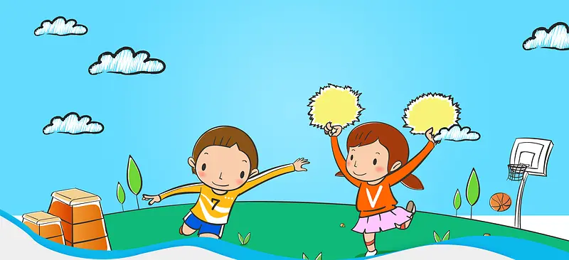 六一儿童节文艺汇演卡通童趣蓝色背景