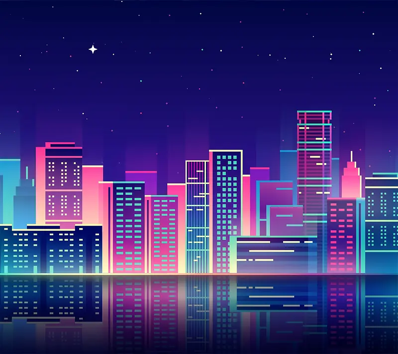 卡通城市夜景背景