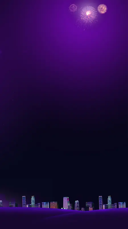 紫色梦幻城市夜景烟花H5背景素材