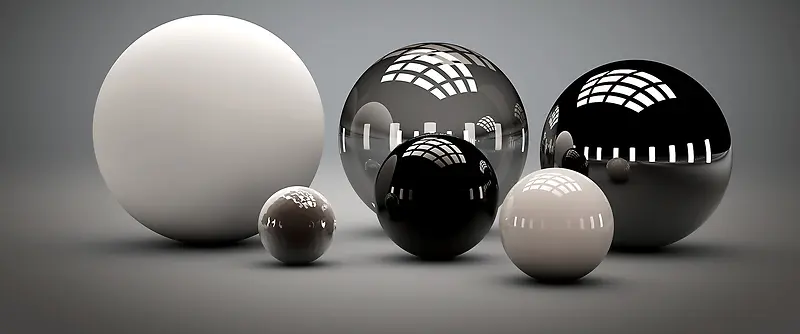 质感 光泽 3D 球 黑白球