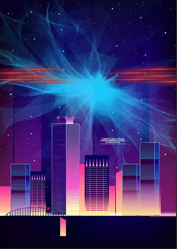 矢量霓虹城市海报
