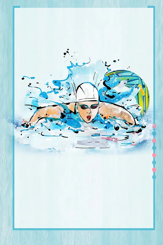 卡通手绘游泳培训创意海报psd分层背景