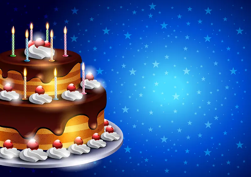 生日蛋糕星星海报背景素材