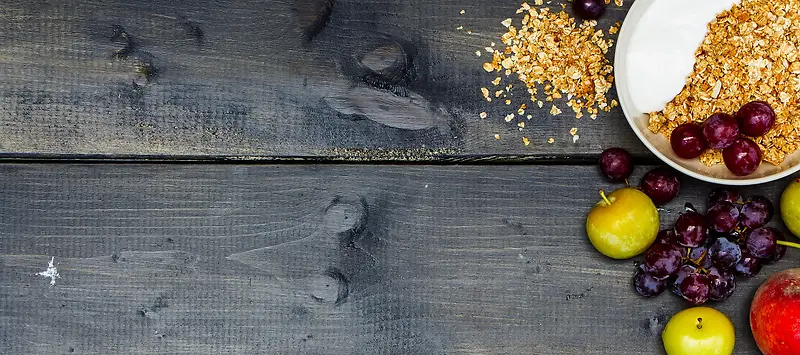 木桌上的食材背景图