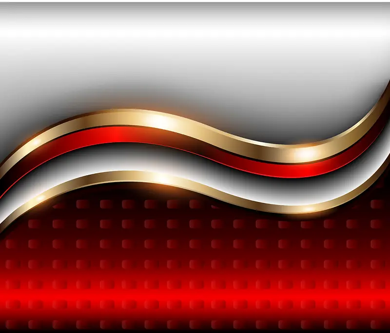 银色红色动感曲线矢量背景