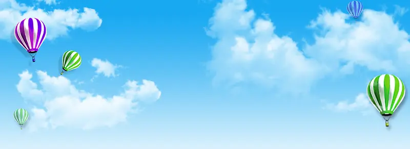 蓝色天空白云热气球背景