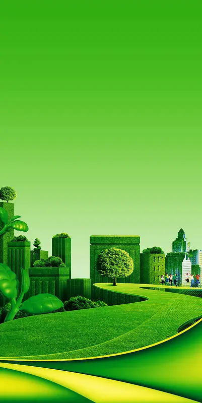 绿色城市背景模板