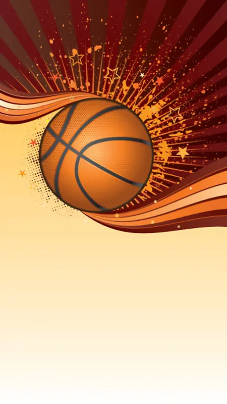 黄色扁平篮球图案背景图