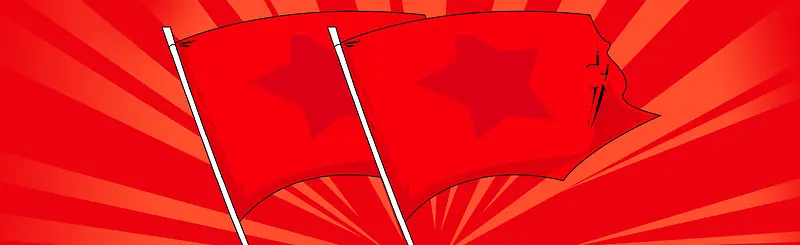 大气建军节国旗卡通扁平红色背景