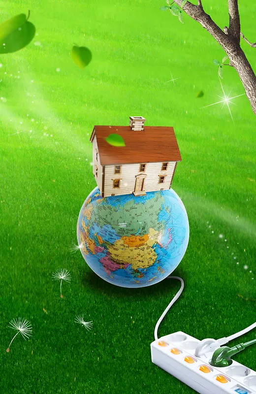 绿色地球电源环保背景素材