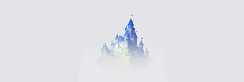 蓝色卡通手绘小城堡背景图