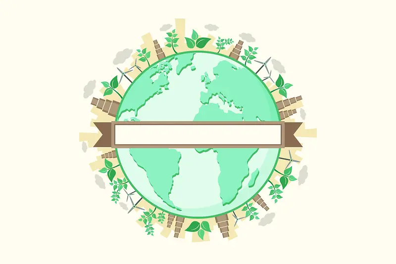世界地球日卡通绿色地球生日海报背景素材