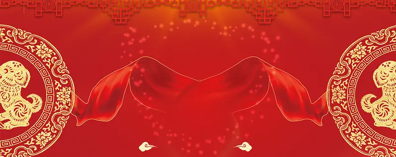 中国风文艺景色丝绸红色banner
