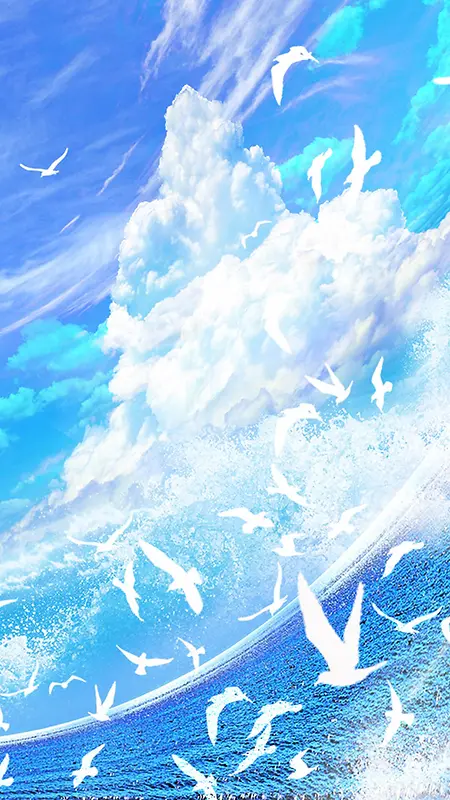 蓝色天空海鸥H5背景