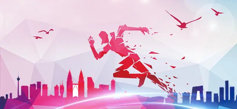 创意奔跑海报运动扁平渐变banner