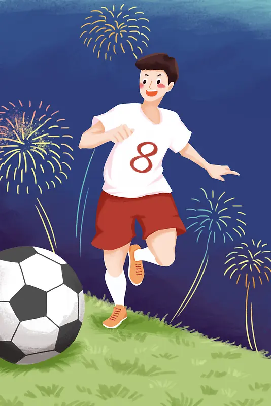 卡通风格踢足球运动背景图