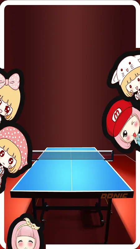 创意乒乓球卡通人物背景素材