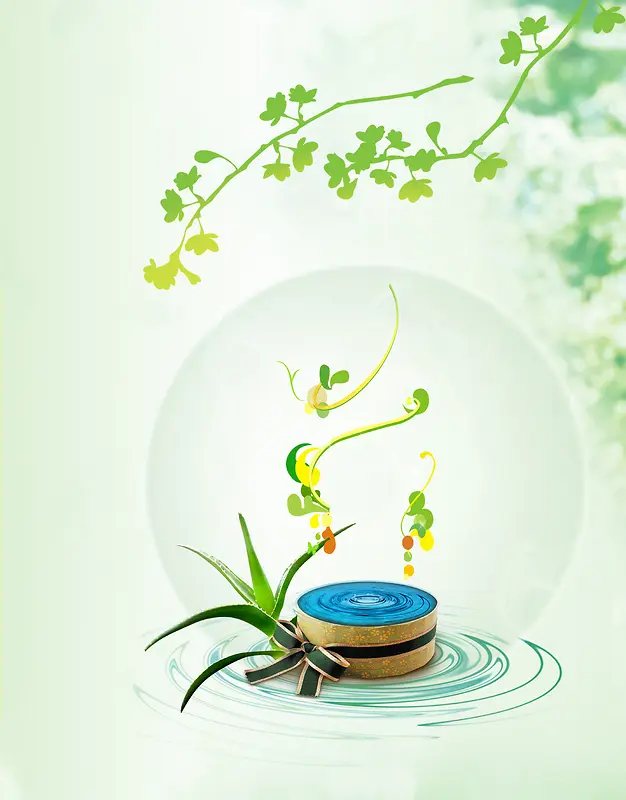 绿色自然植物化妆品背景素材