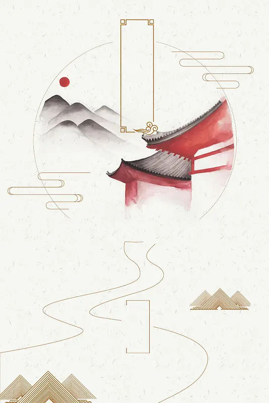 中国风禅道线条简约海报背景素材