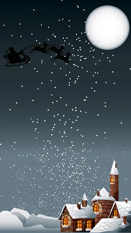 圣诞雪暗色卡通背景图