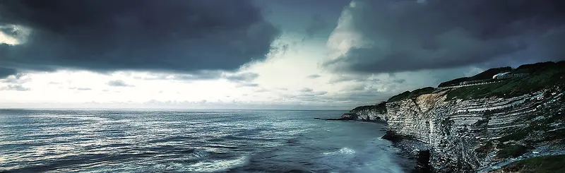 大海悬崖天空大气背景风景摄影图