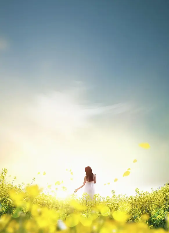 小清新油菜花背景广告背景