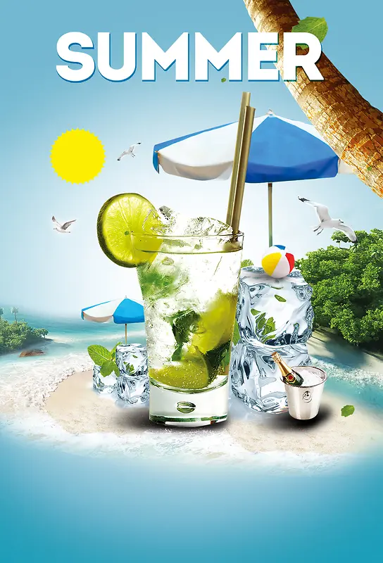夏季饮料创意海报设计