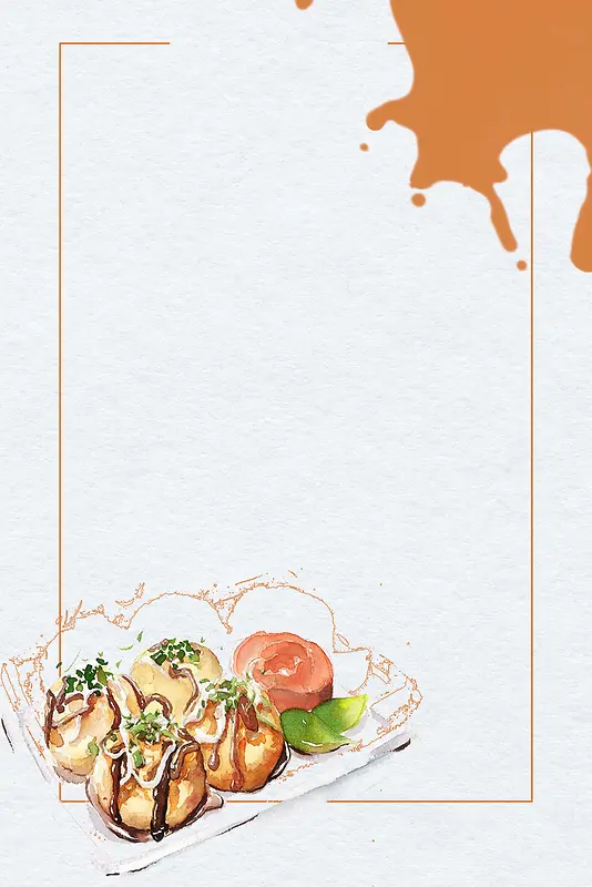 食物餐厅手绘psd分层海报背景图