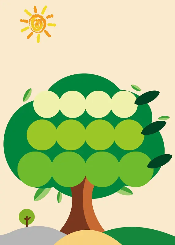卡通树绿色环保海报背景素材