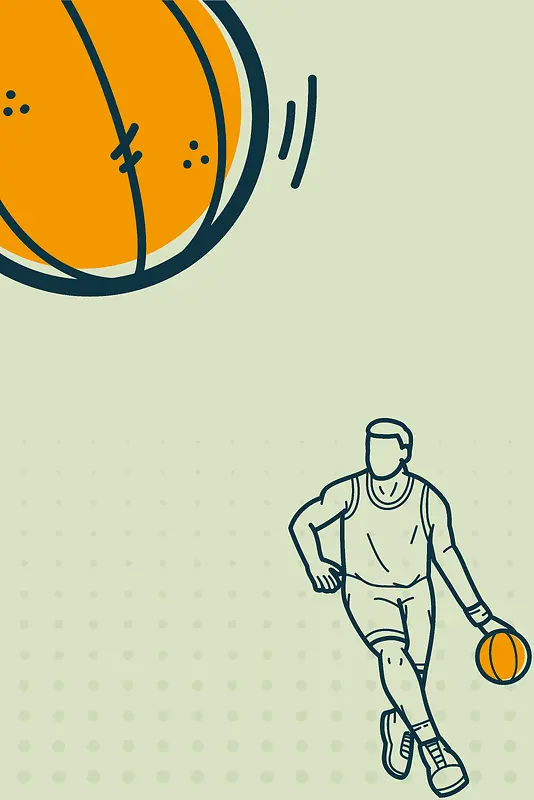 手绘卡通篮球球赛运动员简约背景素材