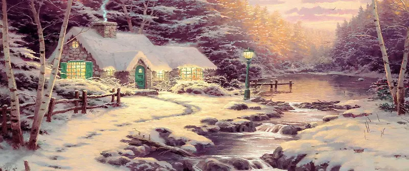 冬天雪景房屋背景