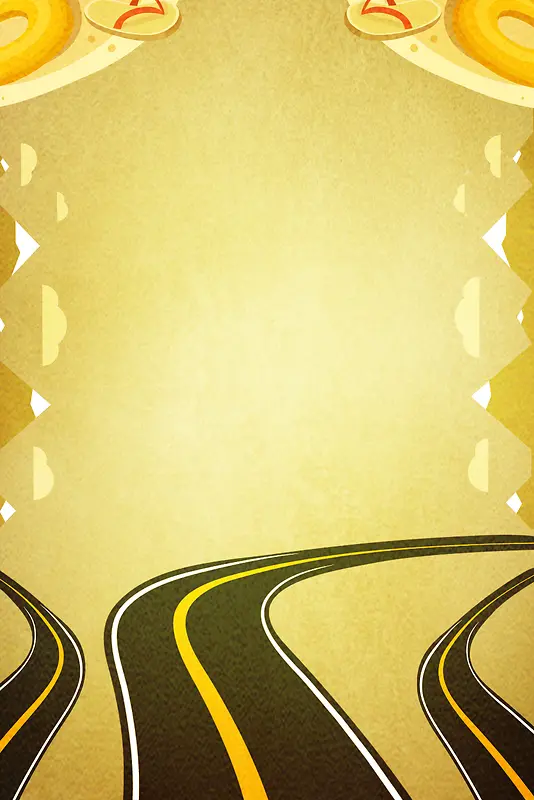 黄色扁平公路交通旅行户外海报背景素材