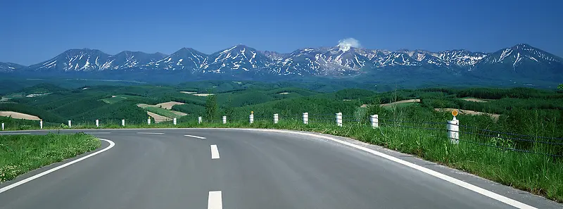 公路清新雪山背景banner