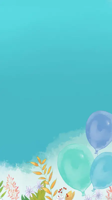 手绘蓝色碎花气球背景H5背景素材