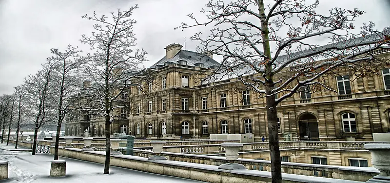 法国冬天建筑风景背景