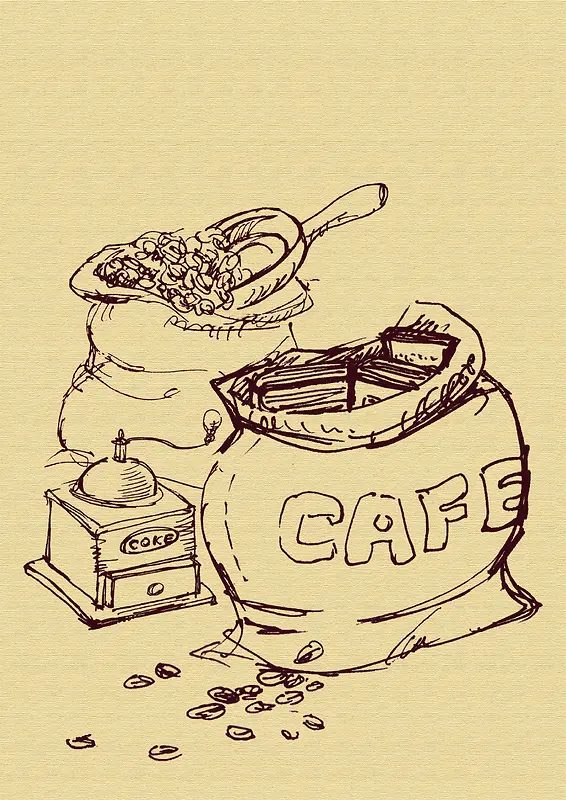 线描咖啡豆海报背景
