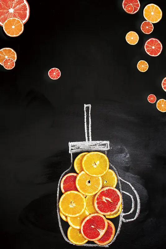 橙汁果汁缤纷果味海报背景素材