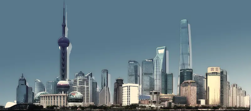 蓝色上海建筑背景