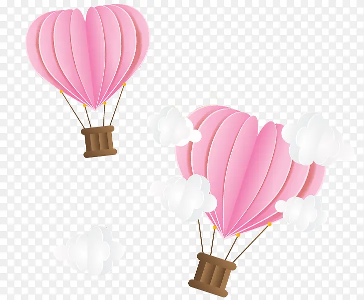 粉色爱心 热气球 云朵