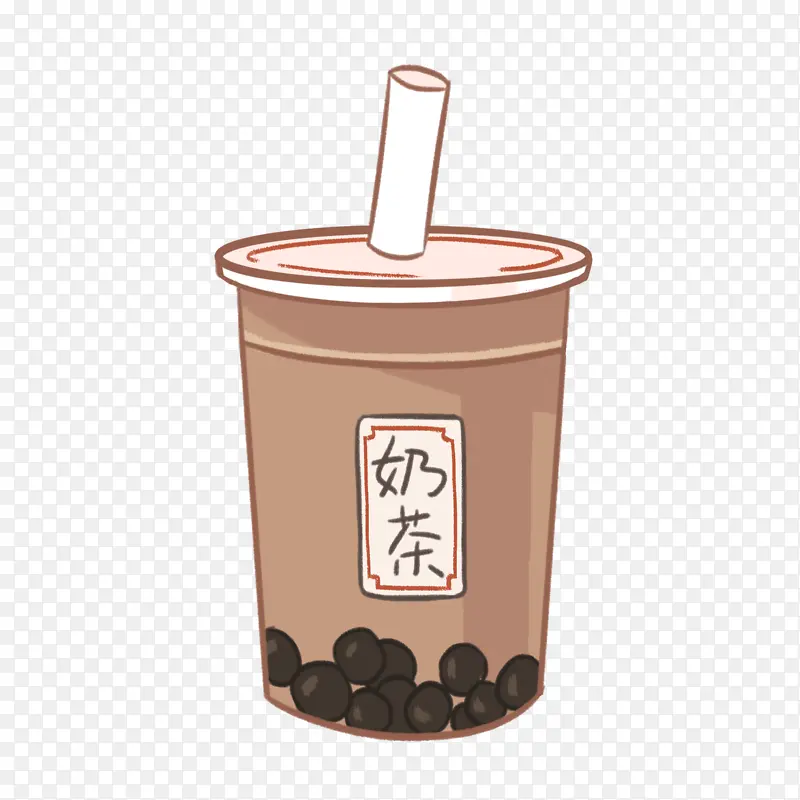 手绘奶茶插画母